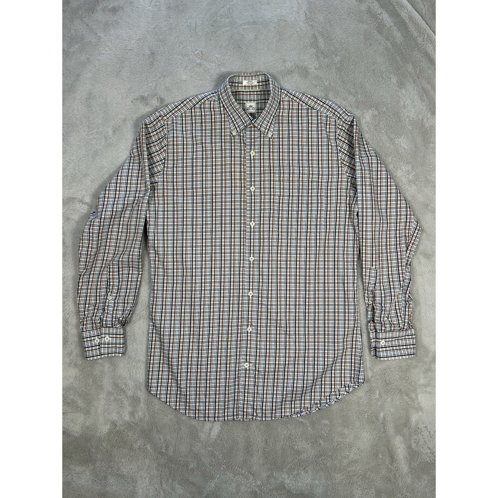 Peter Millar Shirt Mens M Medium Multi Plaid Button Down Cotton Long Sleeve